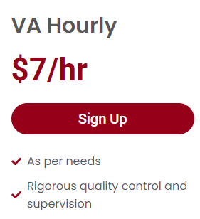 Virtual Assistant Hourly pricing